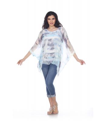 Women's Blue Poncho Top Wholesale (KK120) (PERPACK)