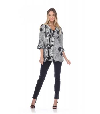 Lady's Knitted Black N White Two Button Poke Dot Jacket Wholesale (KE87)