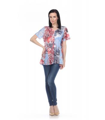 Lady's Knitted short Sleeve T-shirt (KV201525)