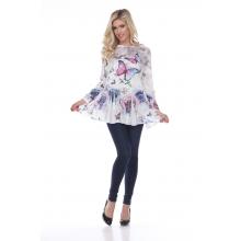 Women Burnout Multi Butterfly Neck Top (KZ21612)