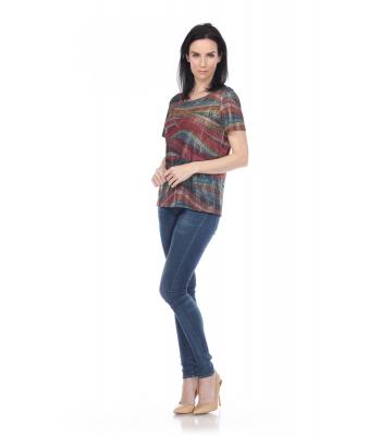 Lady's Knitted 3/4 Sleeve T-shirt Wholesale KZ5086