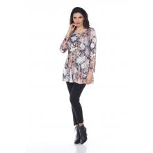 Women Muti Flower 3./4 Sleeve Burnout Top KZ6114