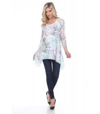 Lady's Knitted 3/4 Sleeve T-shirt Wholesale (KZ7553)