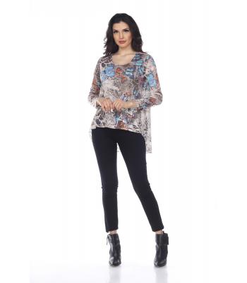 Lady's Knitted 3/4 Sleeve T-shirt Wholesale (KZ9609)