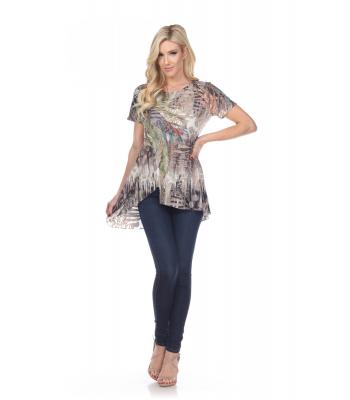Lady's Knitted short Sleeve T-shirt (KV201268)