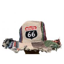 Cotton Hemp Route 66 Patchwork  Hat Wholesale (RT81)