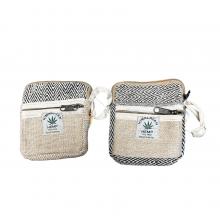 Cotton  Hemp Double  Zip  Assorted Coin Bag RIB2237
