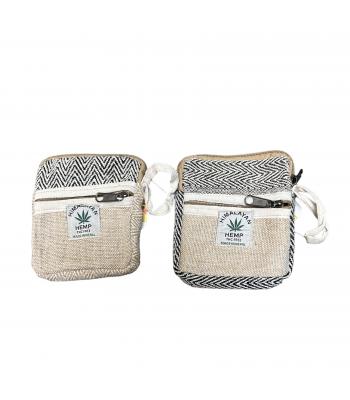 Cotton  Hemp Double  Zip  Assorted Coin Bag RIB2237