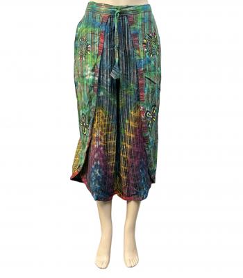 Cotton Hand Brush Block Tie Dye Warp Draw String Skirt & Pants (D171)