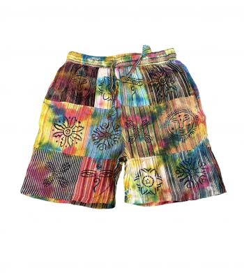 Cotton  Tie Dye Multi  Patchwork Block Print  Shorts D409 