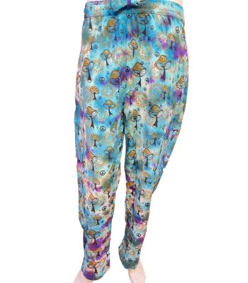 Cotton Multi Turquoise Pink Tie Dye Box Pocket  Drawstring  Mushroom Yoga Pant (D411)