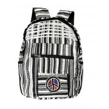 Cotton Black/White Peace Backpack Wholesale (KFC1906)