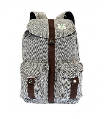 Cotton Hemp Leather Trim Backpack KSE1186