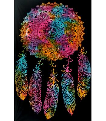 Single Dream Catcher 5 Feather Multi Tie Dye Tapestry (B597/B133)