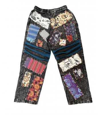 Cotton Multi Patch With Razor Hippie Gypsy Pants D552