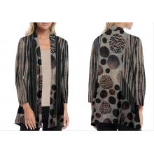 Women's Polka Burnout Open Front Cardigan (KV23330)