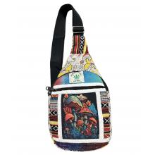 RIB24200 Cotton Hemp Multi Mushroom Side  Bag