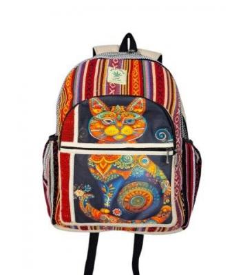 Cotton Hemp Rainbow Cat Backpack FB257