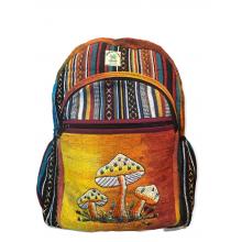 Cotton Himalayan Hemp Multi Tie Dye Patch Three Mushroom Backpack RIB2035