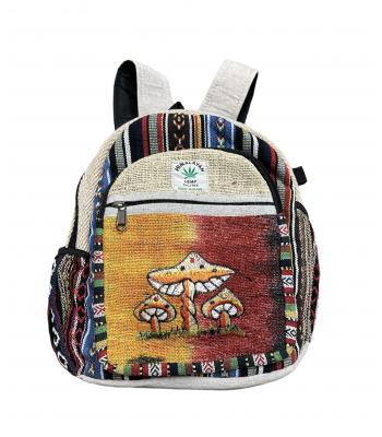 Cotton Hemp  Embroidery Triple  Mushroom  Festive Mini  Backpack RIB2264