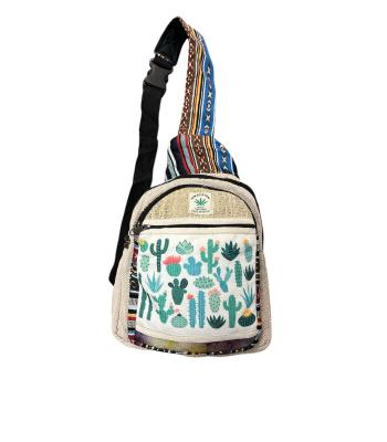 Cotton Hemp Cactus Cross Body Bag RIB24234 / 24235