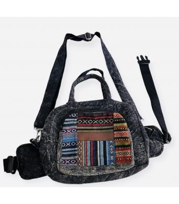 Cotton Black Stonewash Duffle Bag RIB24375
