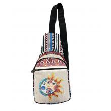 Cotton Hemp Sun moon Crossbody Side Bag RIB24962