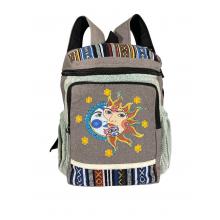 Cotton Hemp Sun Moon Round Zip Backpack  RIB24971