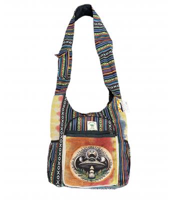 Hemp Tie Dye Side Pocket  Eye Mushroom  Bag RIB24992
