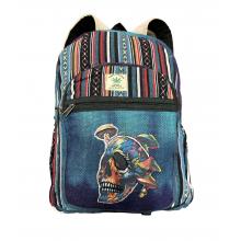Cotton Hemp Tie Dye  Multi Mushroom Skull Backpack RIB3011