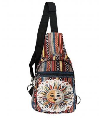 Cotton Multi Patch Sun moon Crossbody Side Bag RIB3028