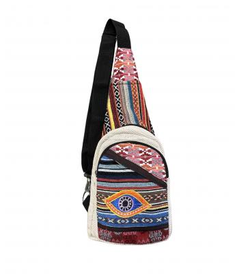 Cotton Hemp  Eye  Crossbody Bag RIB3032 
