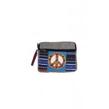 Cotton Two zipper peace sign coin purse KFC2767