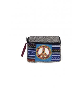 Cotton Two zipper peace sign coin purse KFC2767 
