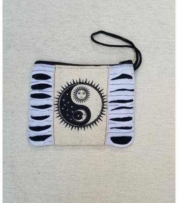 Cotton  Razor Patch  Ying Yang Sun Moon  Coin Bag KFC2570