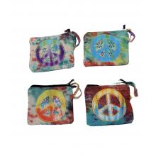 Cotton Tie Dye Peace Emb Coin Bag Wholesale (RIB949)