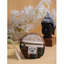 Cotton hemp round coin purse wholesale (RIB936)