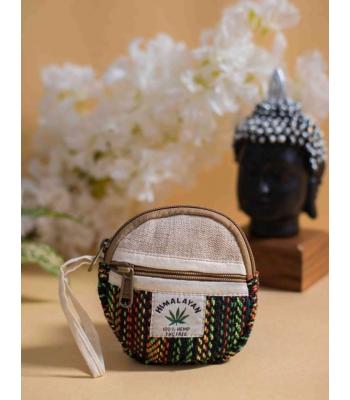 Cotton hemp round coin purse wholesale (RIB936)