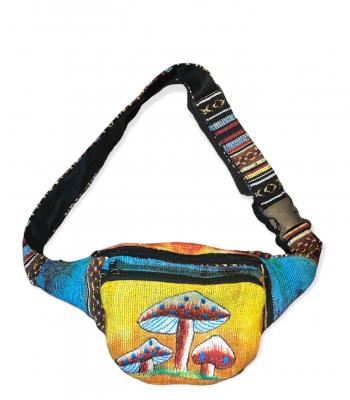 Himalayan Hemp Tie Dye Three Mushroom Fanny Bag RIB2027