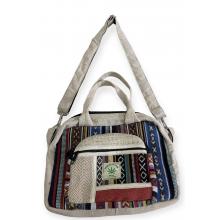 Hemp Zip Pocket Patchwork File Bag RIB24378