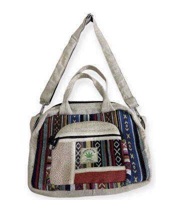 Hemp Zip Pocket Patchwork File Bag RIB24378