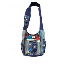 Cotton Hemp Boho Double Pocket Crossbody Bag  FB117