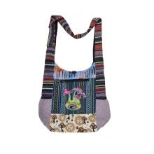Cotton Two Zipper Pocket Mushroom Sling Bag  KFC2728