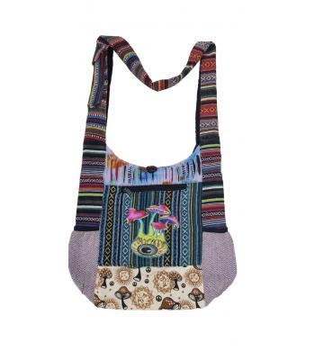 Cotton Two Zipper Pocket Mushroom Sling Bag  KFC2728