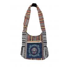 Cotton Multi Patch Zip Double Pocket Lotus Bag KFC2783