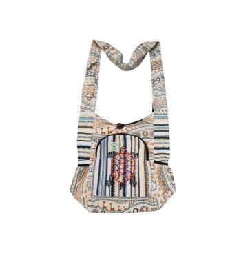 Cotton Multi Patch Side Pocket Zip Turtle Bag KFC2792 