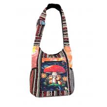 Cotton Red Mushroom Squirrel Side Two Pocket Bag KFC2859