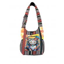 Cotton Multi Color Side Pocket Kitty Cat Bag KFC2868