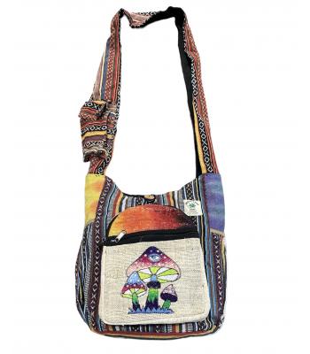 Hemp Tie Dye Zip Side pocket Eye on Triple Mushroom Bag KSE21800