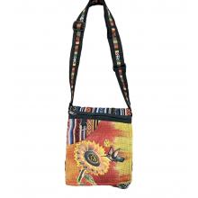Cotton Hemp Hummingbird Sun Flowers  Mini Bag RIB3003